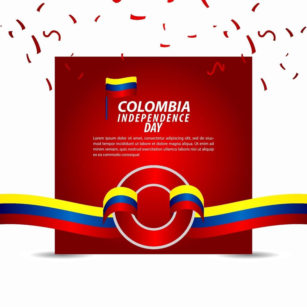 Ilustración de diseño de plantilla de vector de celebración del día de la independencia de Colombia