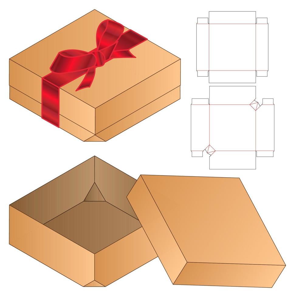 diseño de plantilla troquelada de embalaje de caja. Maqueta 3d vector