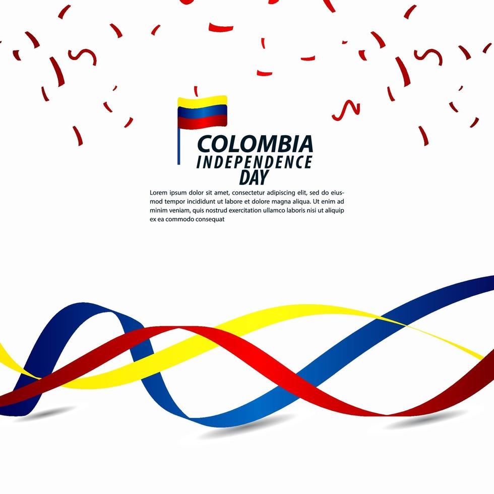 Ilustración de diseño de plantilla de vector de celebración del día de la independencia de Colombia