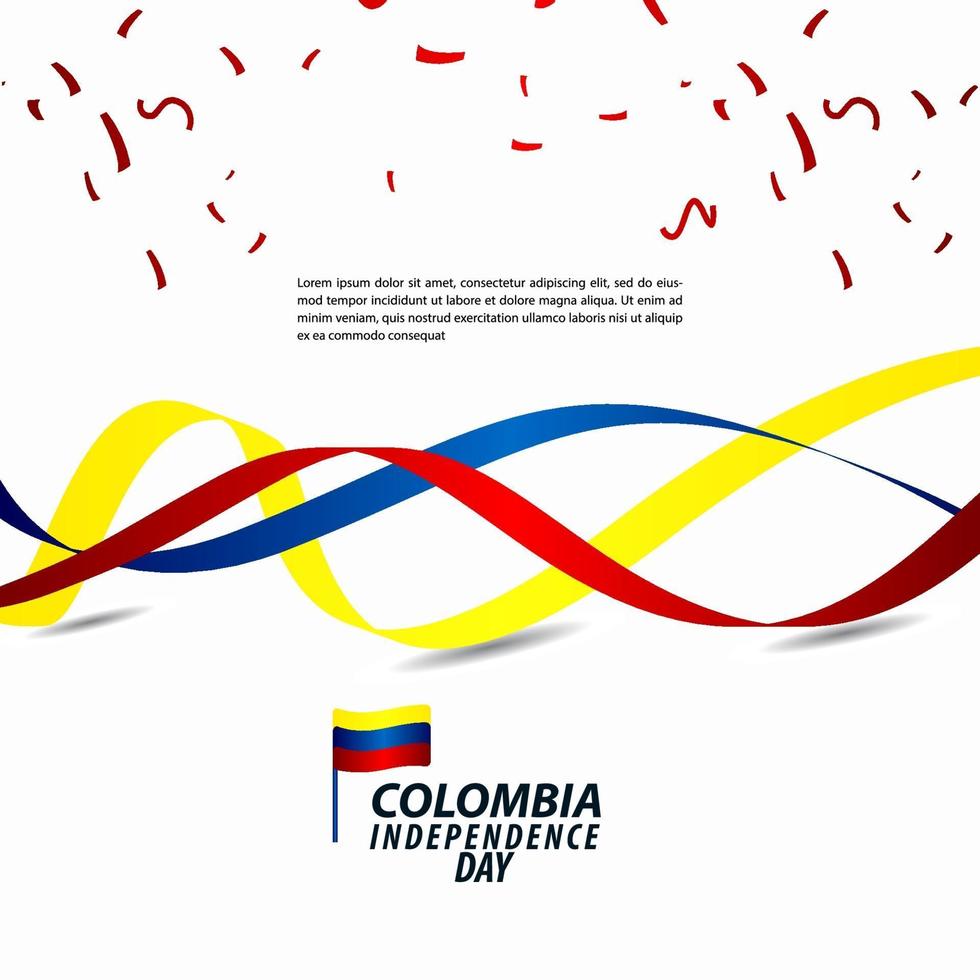 Ilustración de diseño de plantilla de vector de celebración del día de la independencia de Colombia