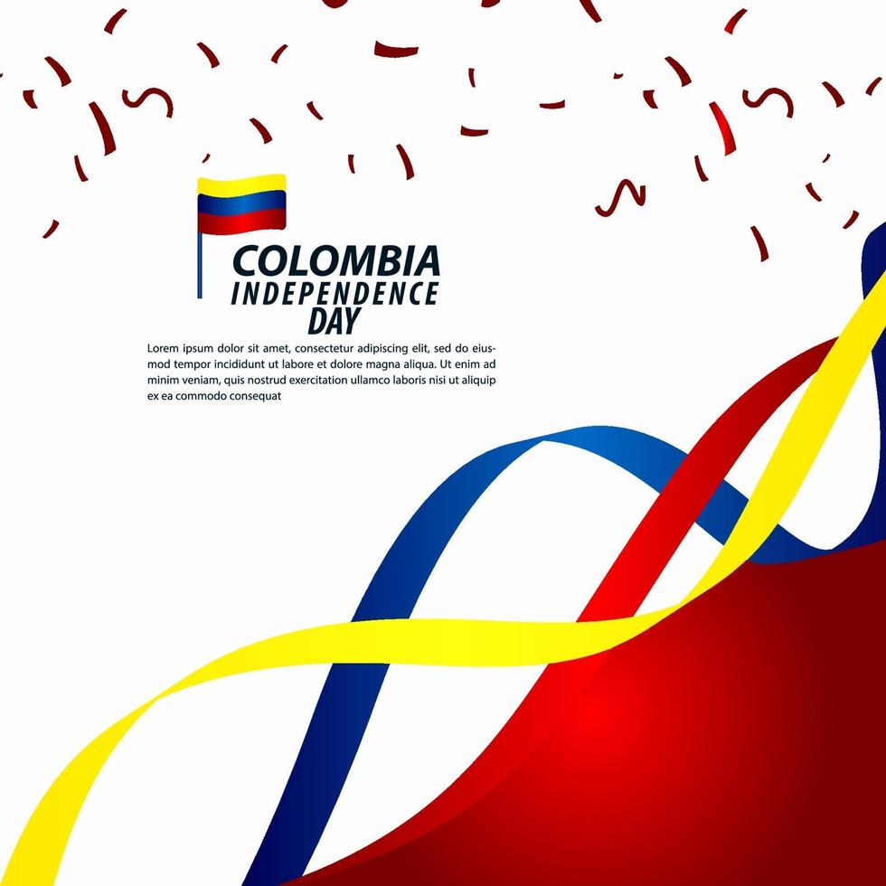 Ilustración de diseño de plantilla de vector de celebración del día de la independencia de Colombia