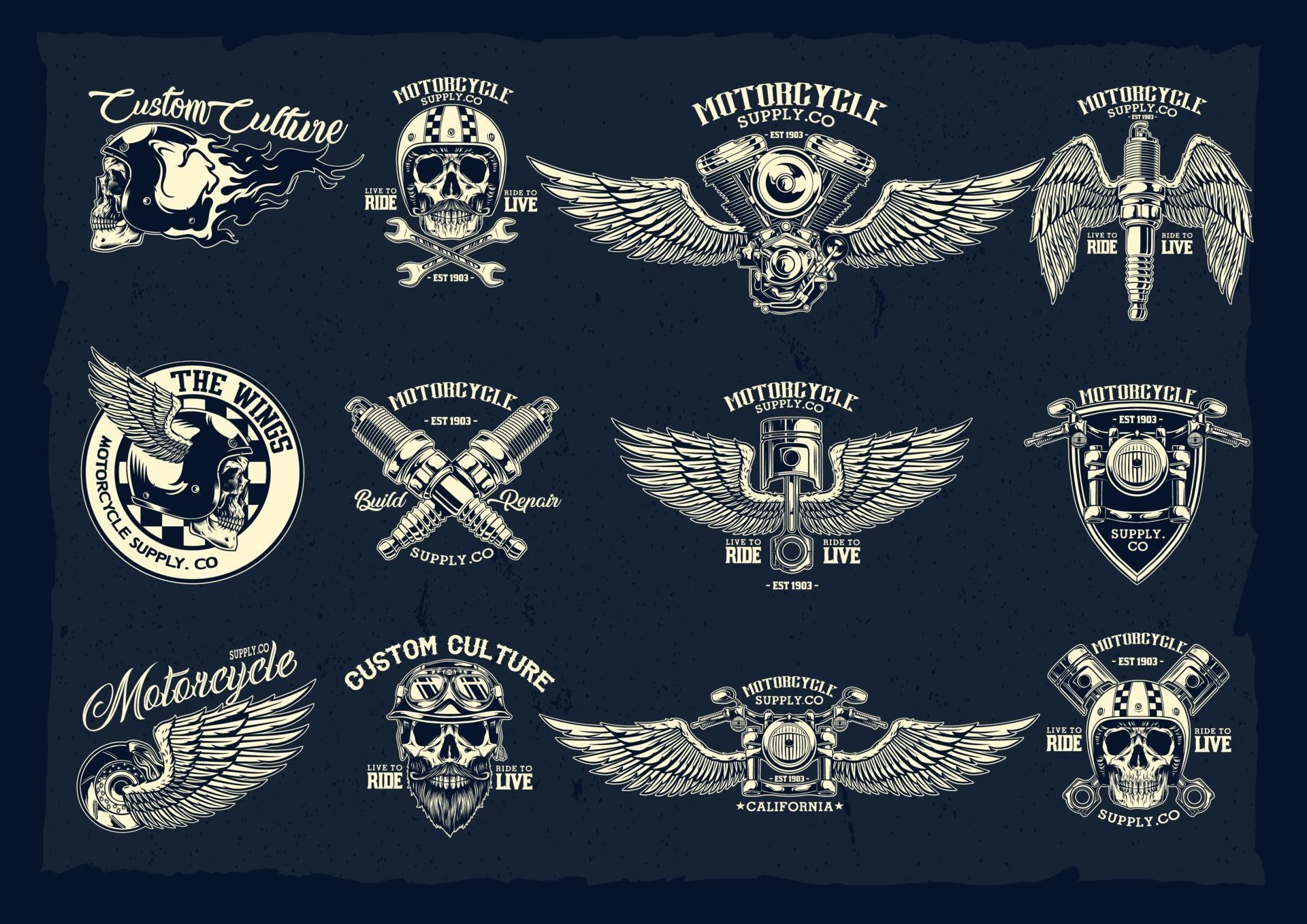 Vector Set of Classic Motorcycle Emblems 2318380 Vector Art at Vecteezy