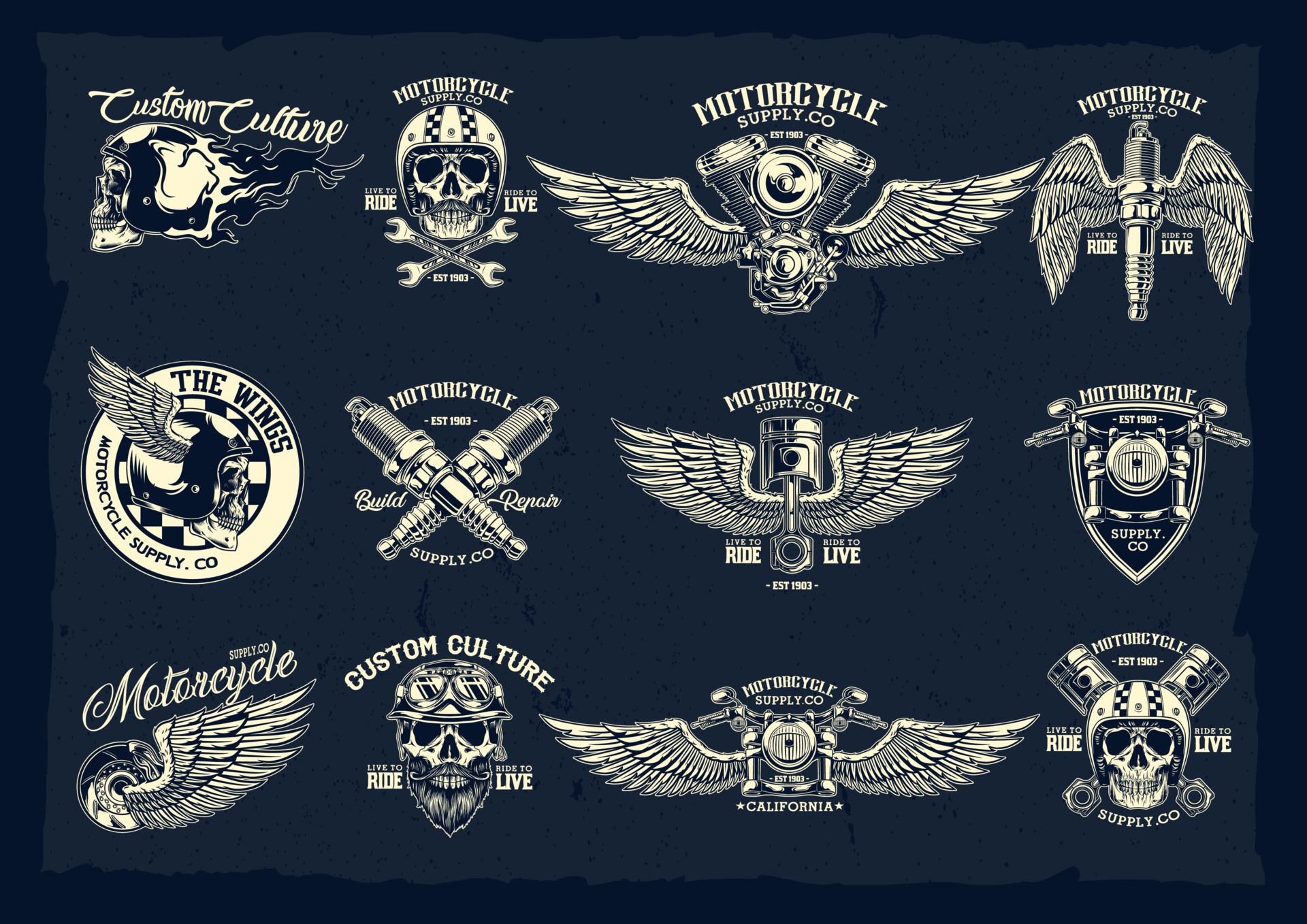 Vector Set of Classic Motorcycle Emblems 2318380 Vector Art at Vecteezy