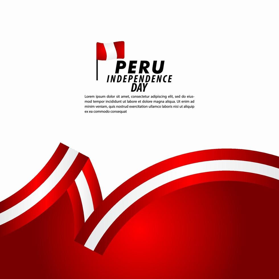 Ilustración de diseño de plantilla de vector de celebración del día de la independencia de Perú