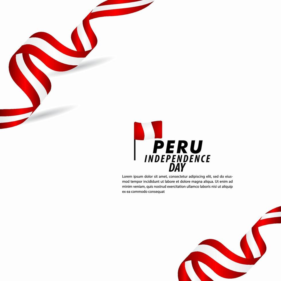 Ilustración de diseño de plantilla de vector de celebración del día de la independencia de Perú