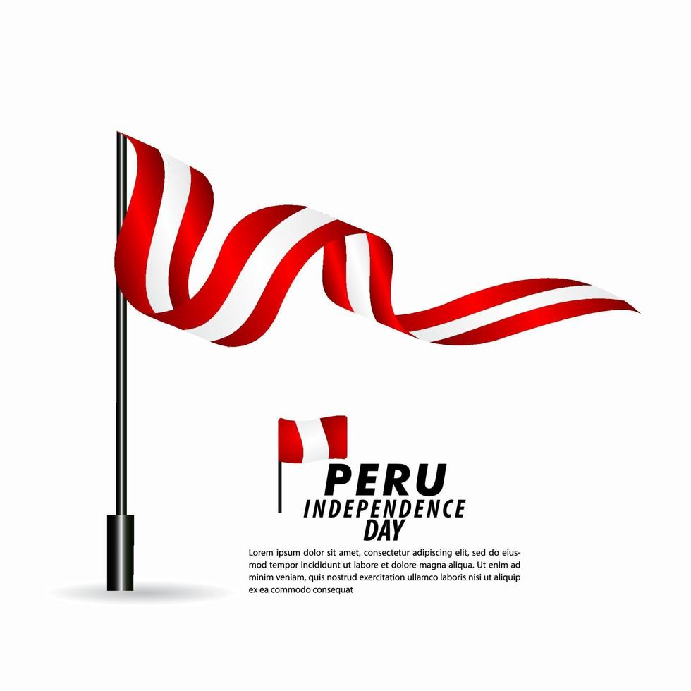 Ilustración de diseño de plantilla de vector de celebración del día de la independencia de Perú