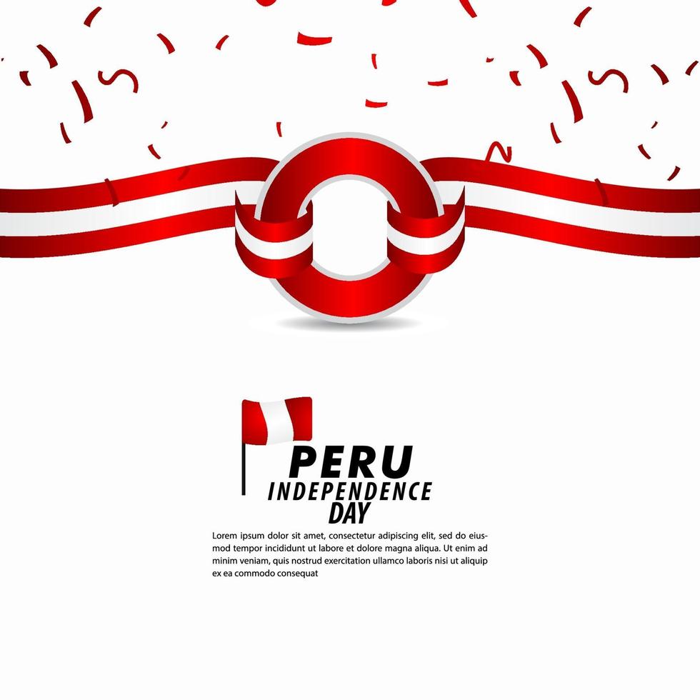 Ilustración de diseño de plantilla de vector de celebración del día de la independencia de Perú