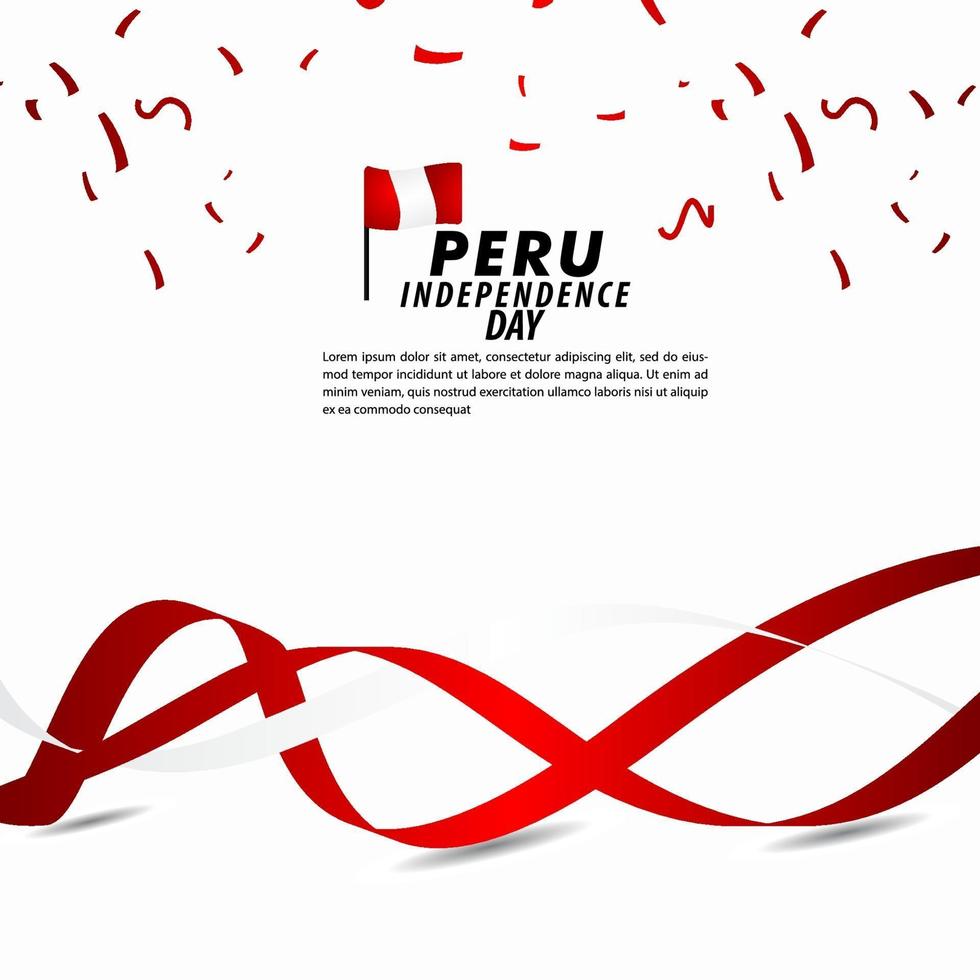 Ilustración de diseño de plantilla de vector de celebración del día de la independencia de Perú