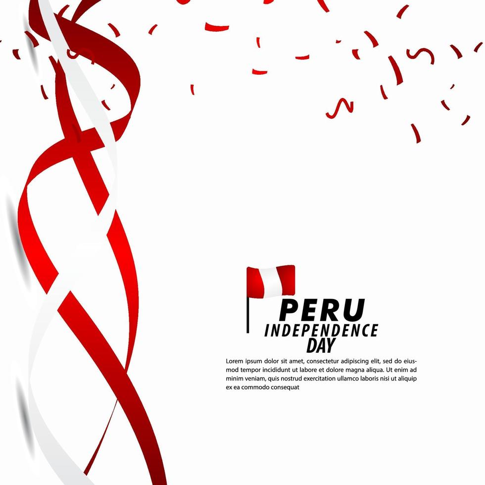 Ilustración de diseño de plantilla de vector de celebración del día de la independencia de Perú