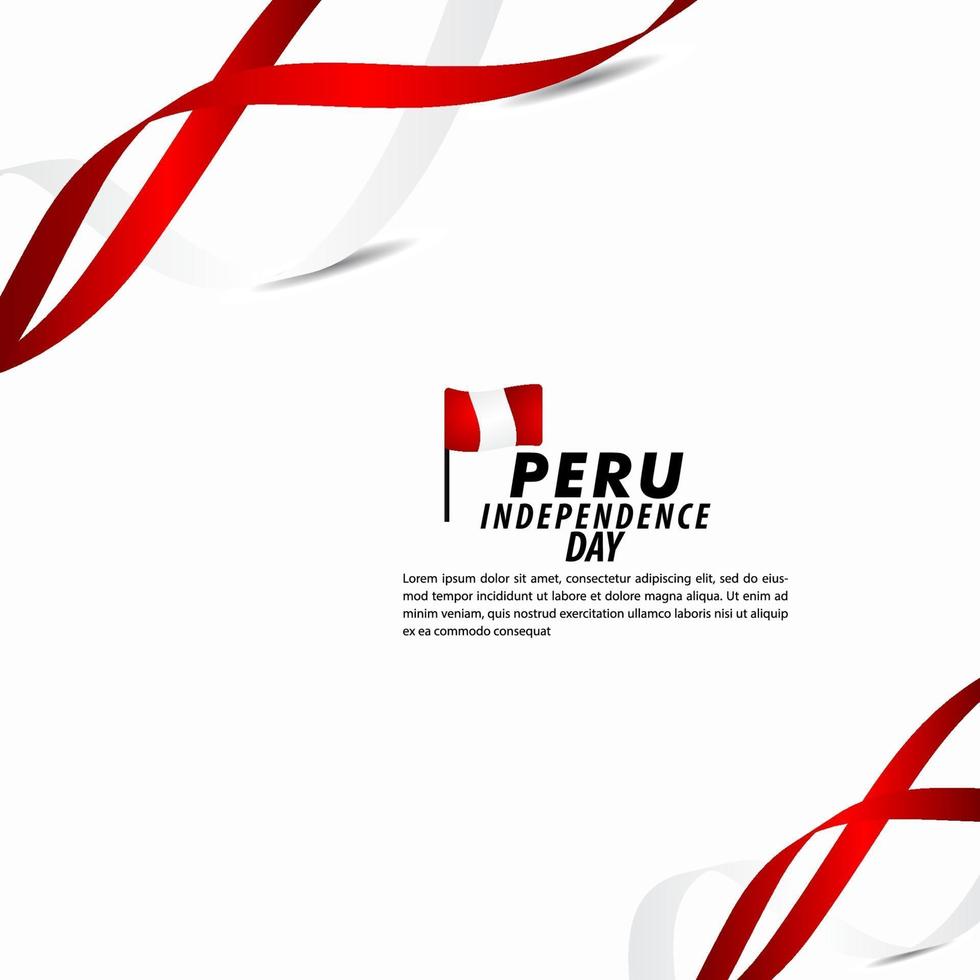 Ilustración de diseño de plantilla de vector de celebración del día de la independencia de Perú