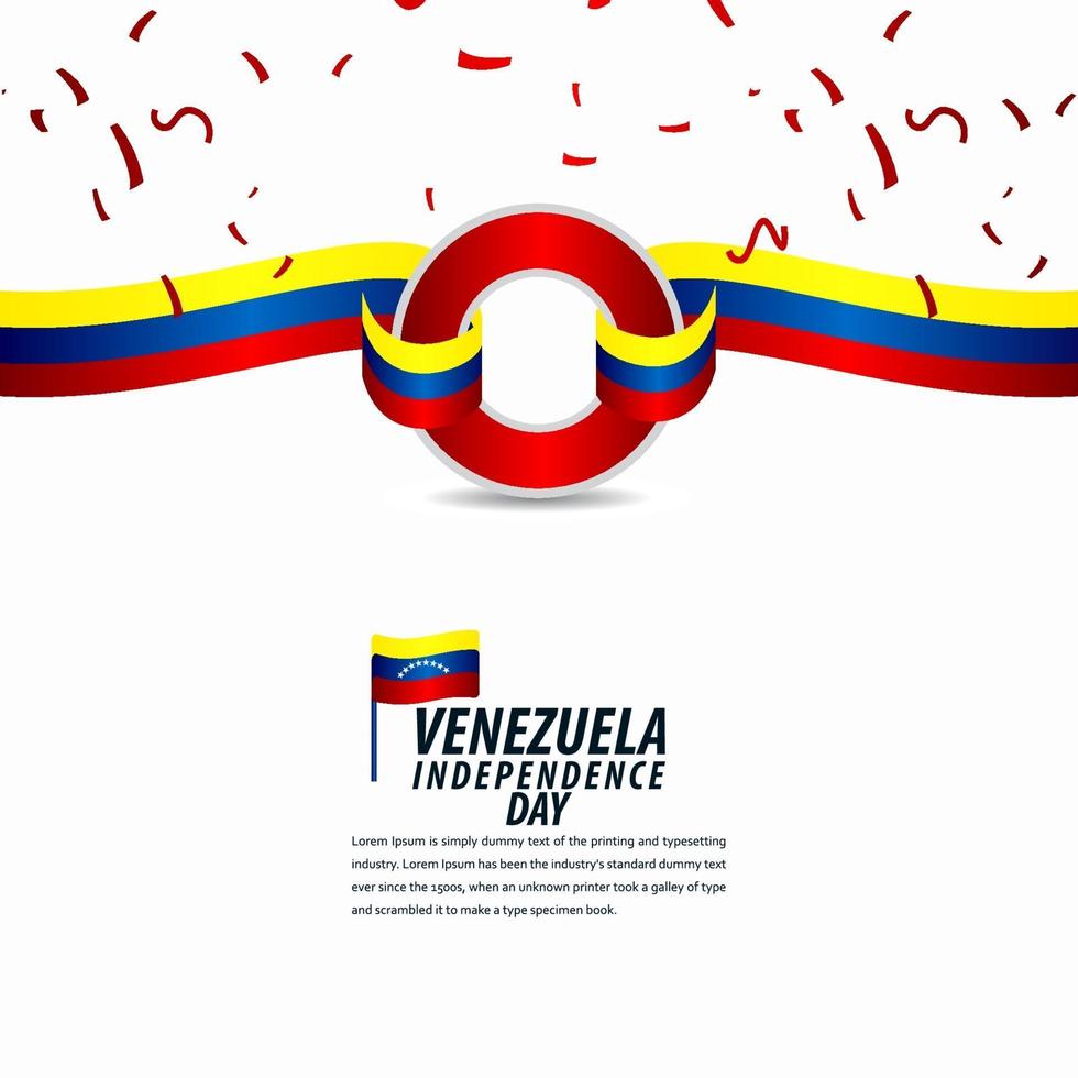 feliz celebración del día de la independencia de venezuela, banner de cinta, ilustración de diseño de plantilla de cartel vector