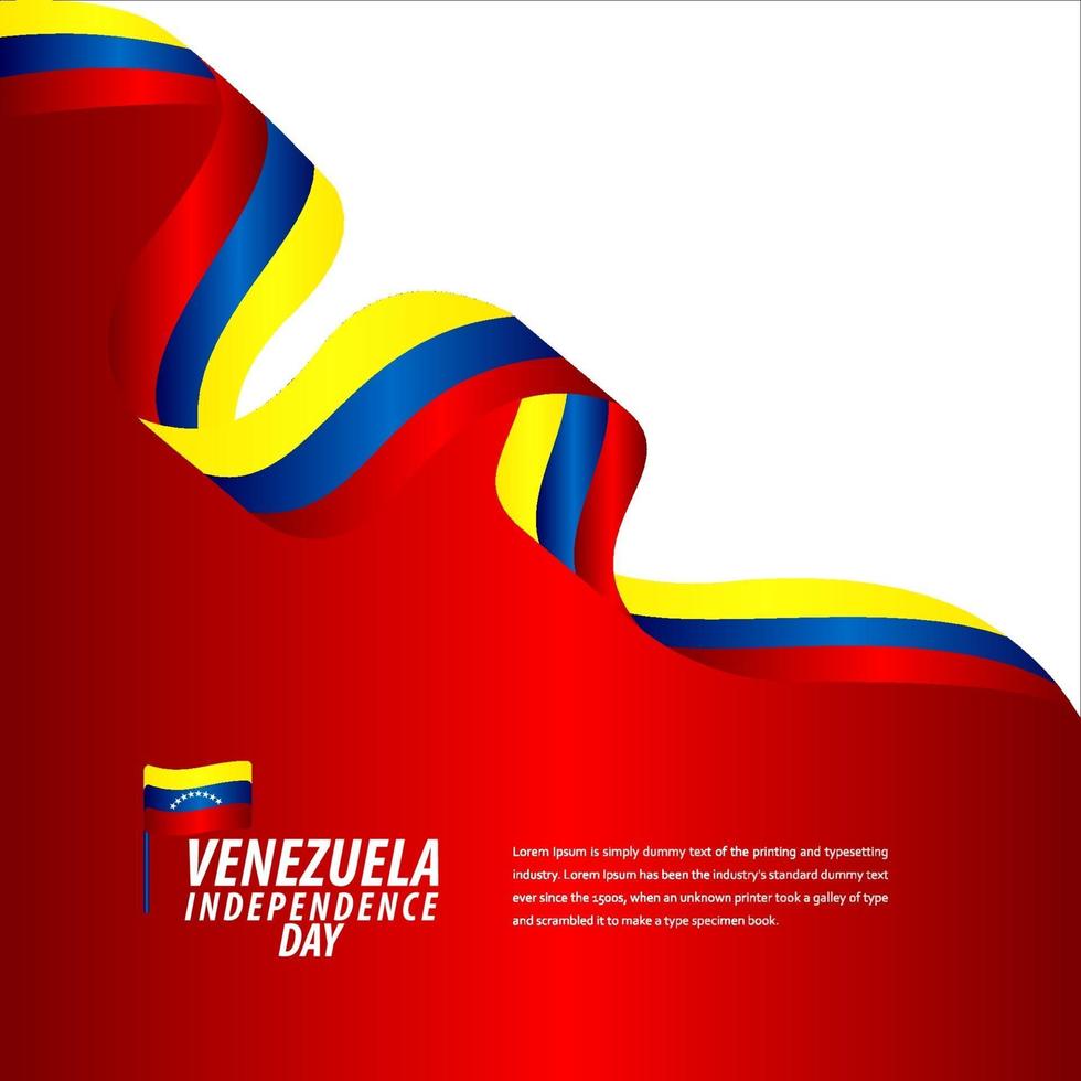 feliz celebración del día de la independencia de venezuela, banner de cinta, ilustración de diseño de plantilla de cartel vector