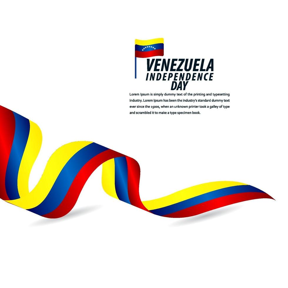 feliz celebración del día de la independencia de venezuela, banner de cinta, ilustración de diseño de plantilla de cartel vector