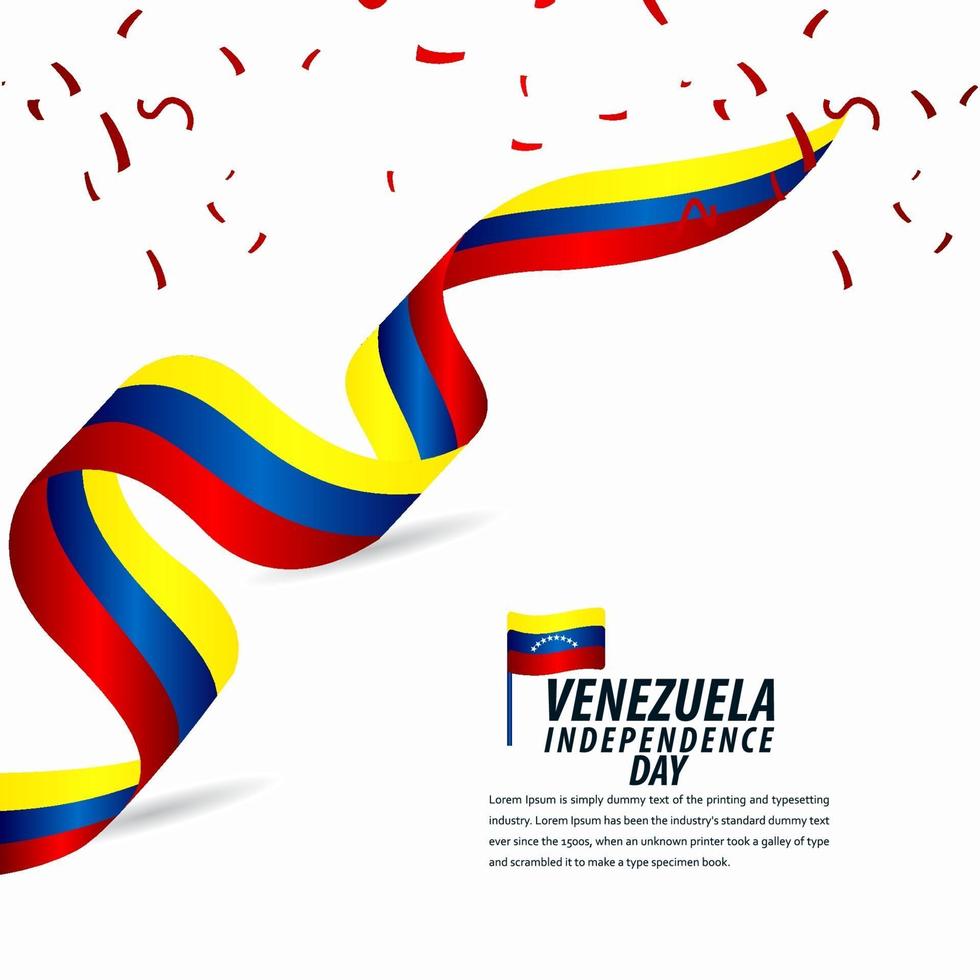 Happy Venezuela Independence Day Celebration, ribbon banner, poster template design illustration vector