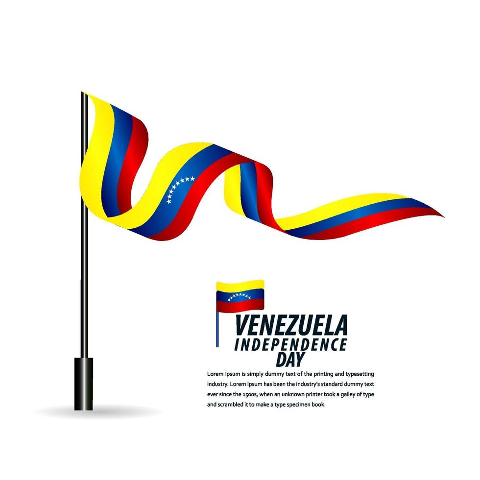 Happy Venezuela Independence Day Celebration, ribbon banner, poster template design illustration vector