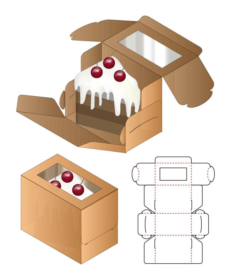 diseño de plantilla troquelada de embalaje de caja. Maqueta 3d vector