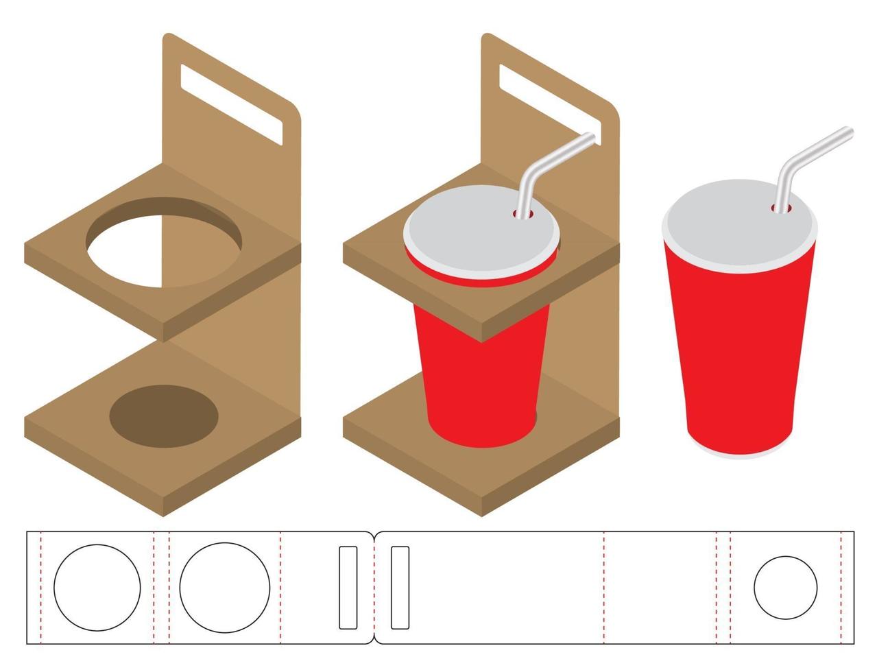 diseño de plantilla troquelada de embalaje de caja. Maqueta 3d vector