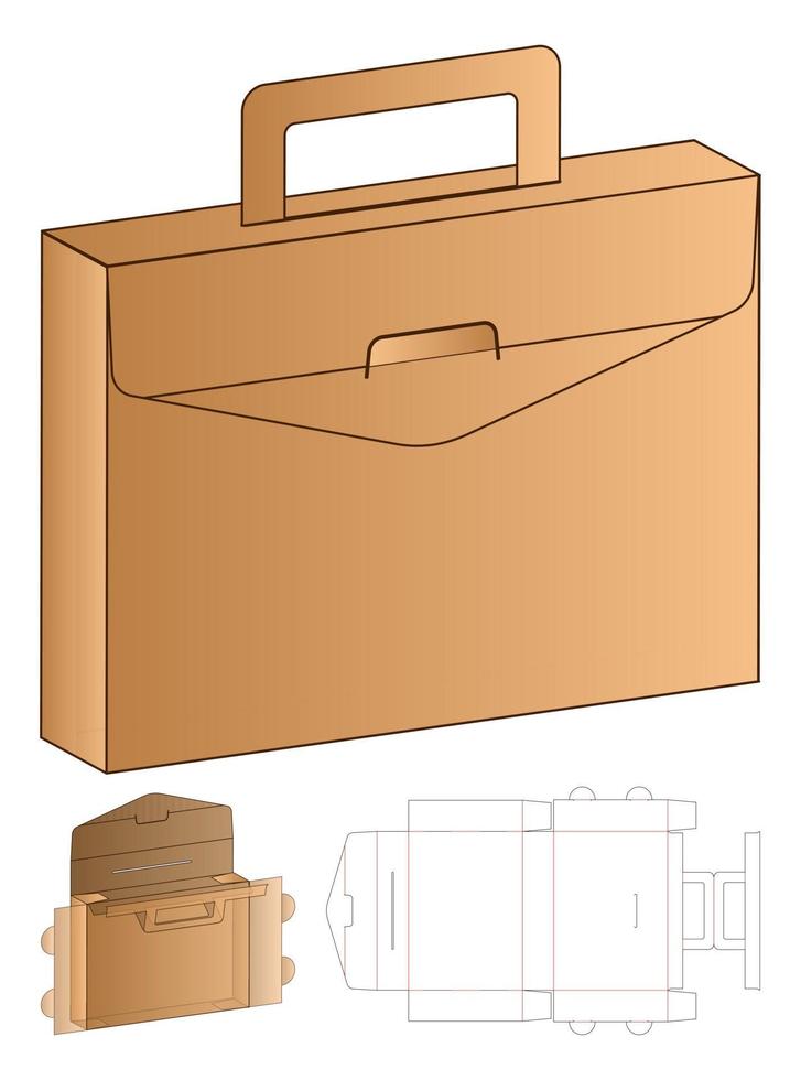 diseño de plantilla troquelada de embalaje de caja. Maqueta 3d vector