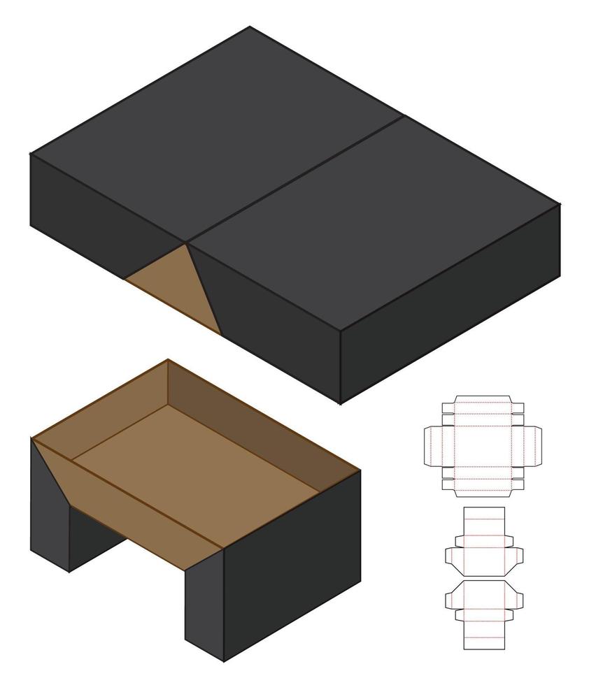 diseño de plantilla troquelada de embalaje de caja. Maqueta 3d vector