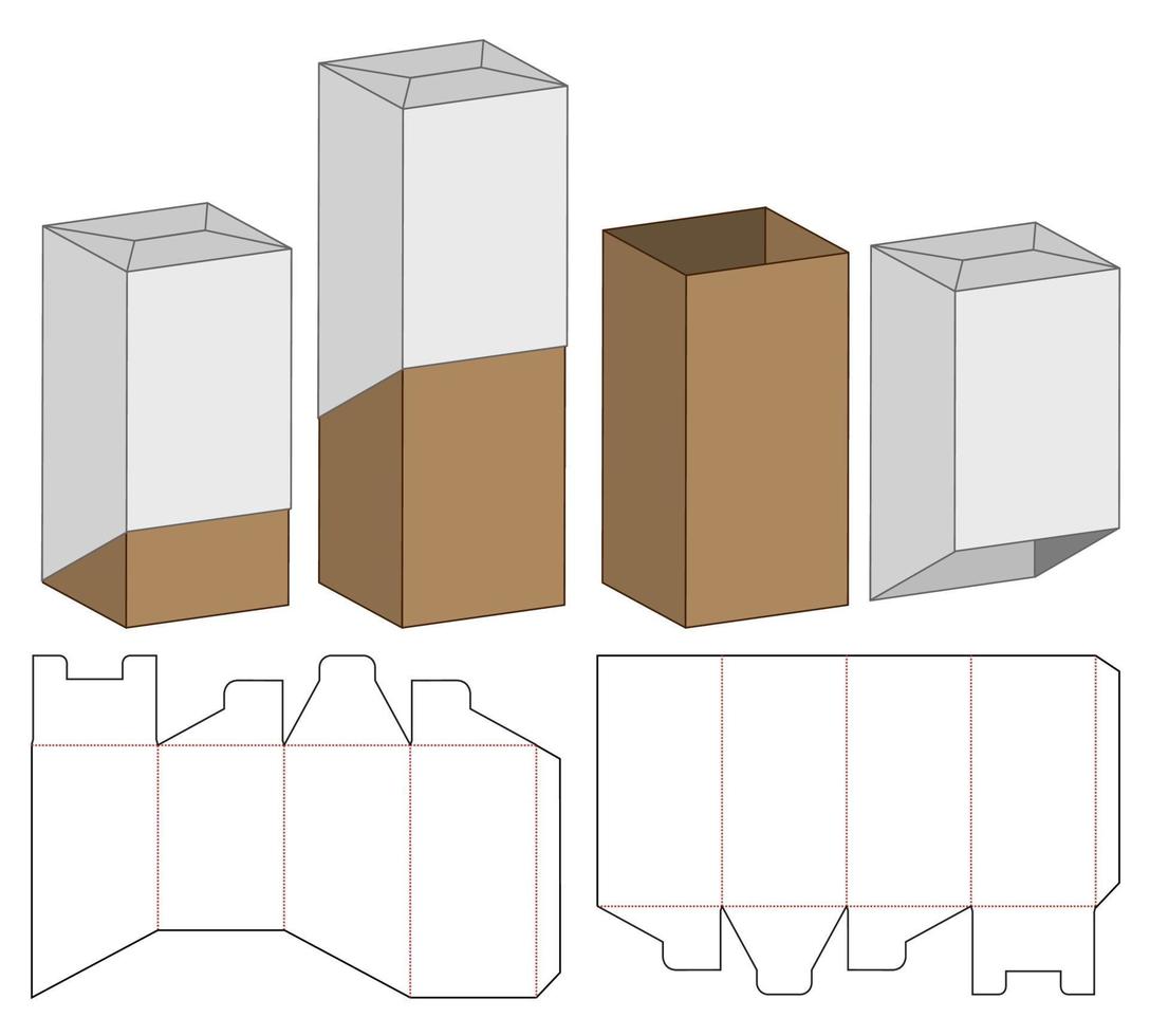 diseño de plantilla troquelada de embalaje de caja. Maqueta 3d vector