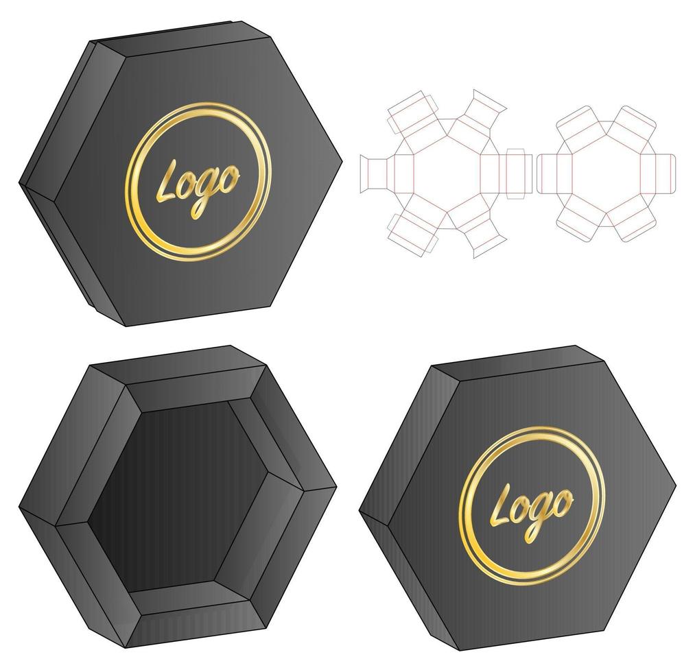 Box packaging die cut template design. 3d mock-up vector