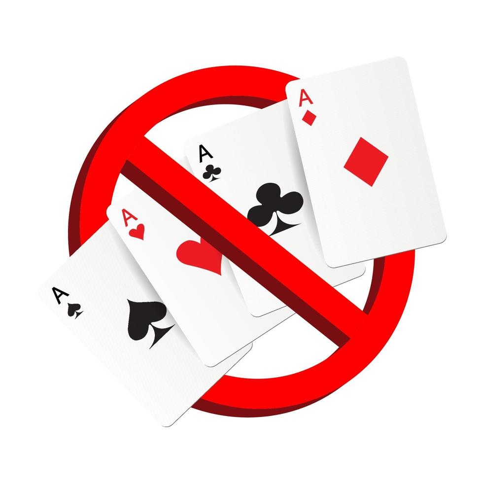 do not play gamble suit card prohibition sign vector