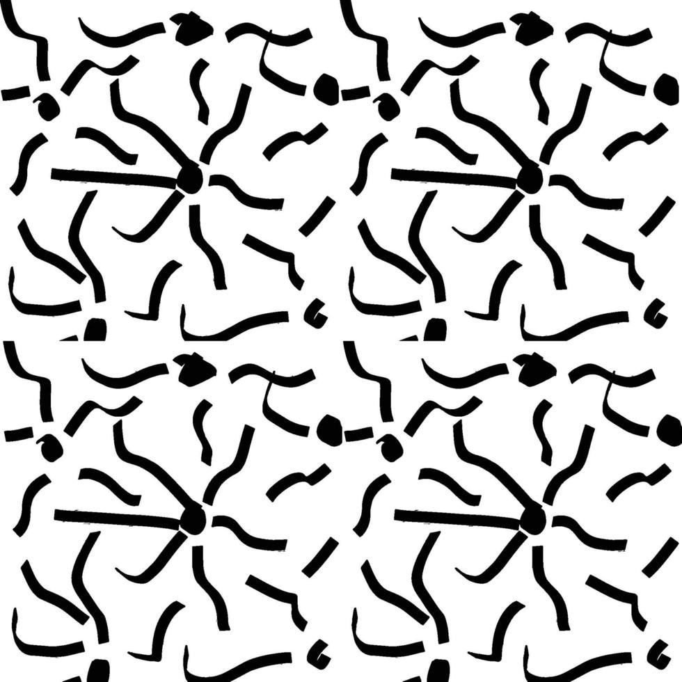 brush strokes vector seamless pattern. Black paint freehand scribbles, abstract ink background. Brushstrokes, smears, lines, squiggle pattern. Abstract wallpaper design, textile print vector illustration