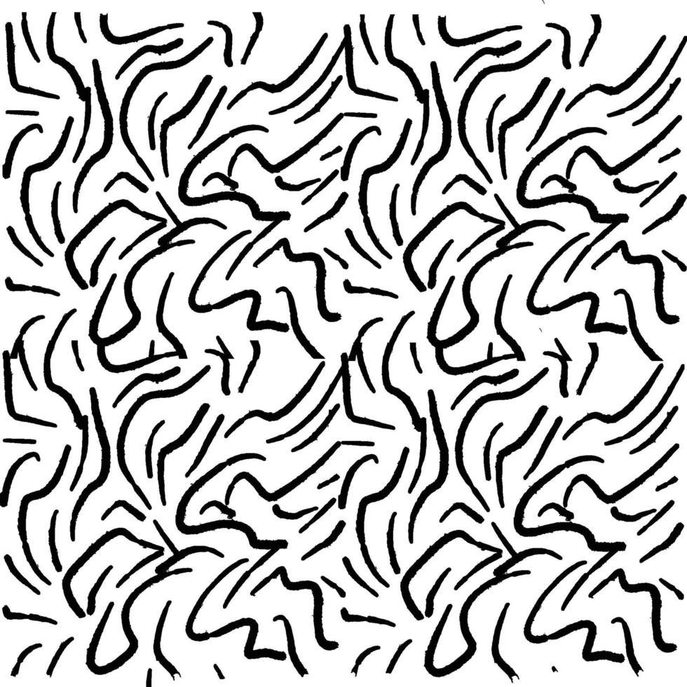 trazos de pincel vector de patrones sin fisuras. Garabatos a mano alzada de pintura negra, fondo abstracto de tinta. pinceladas, manchas, líneas, patrón de garabatos. Diseño de papel tapiz abstracto, ilustración de vector de impresión textil