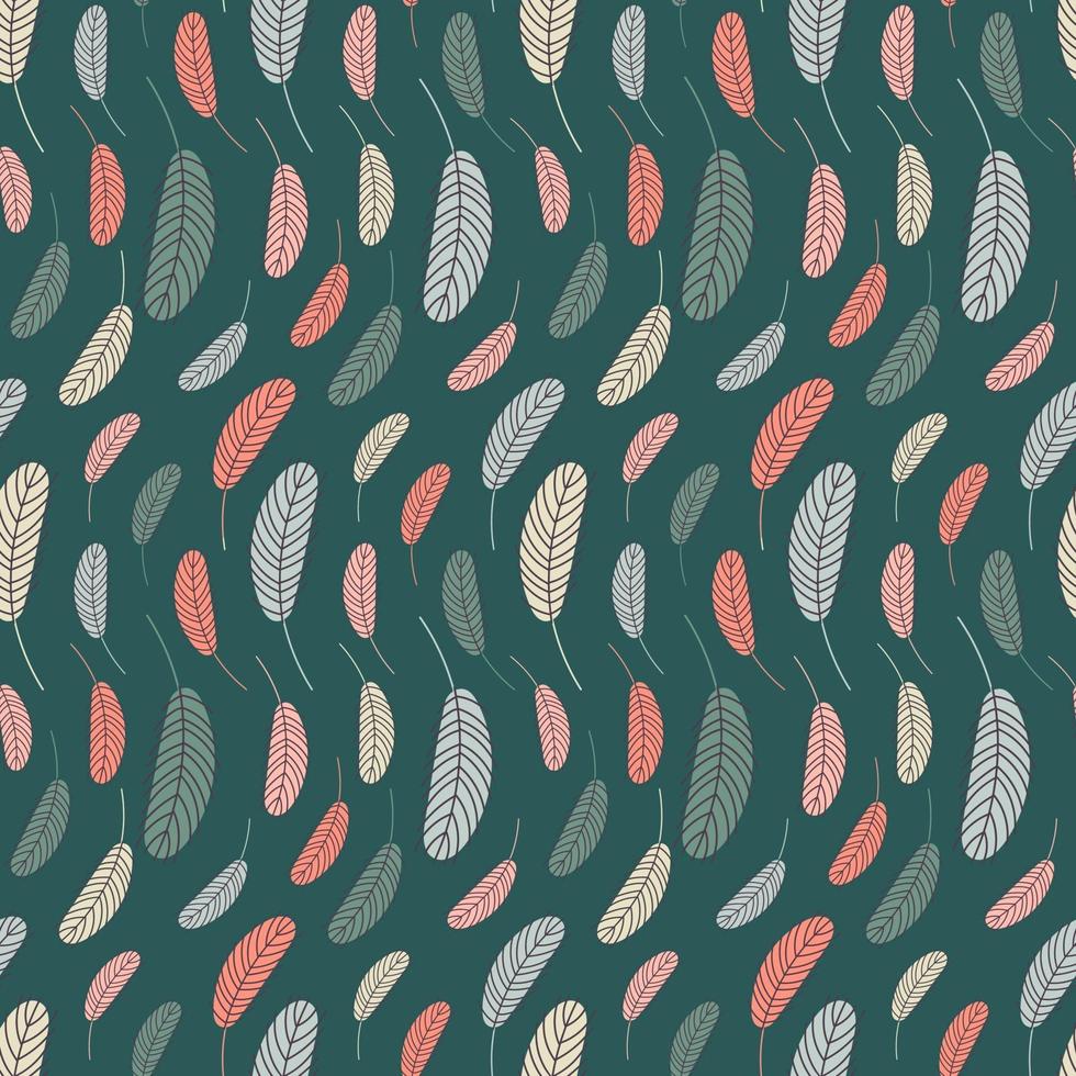 Bird feathers seamless pattern. Pattern with feathers. Vector flat illustration