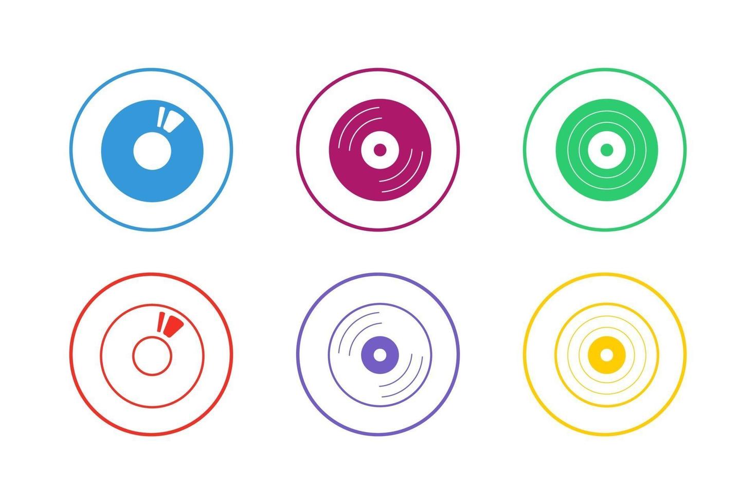 colorido conjunto de iconos de dvd vector