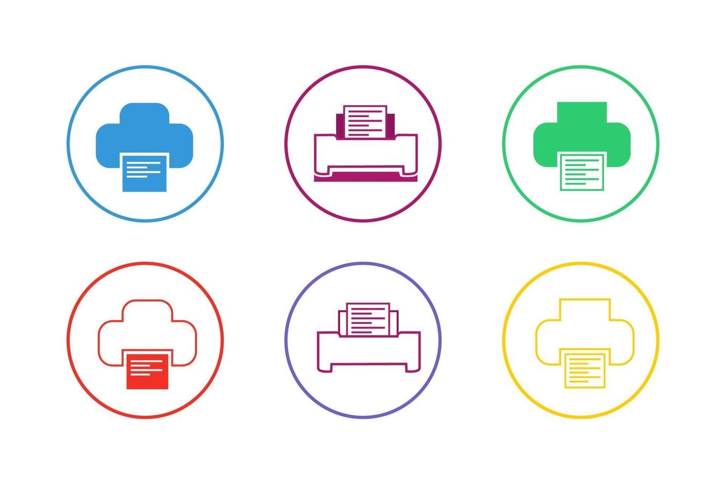 Colorful Printer Icon Set vector