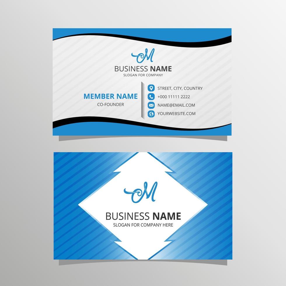 Blue and White Simple Business Card Template vector