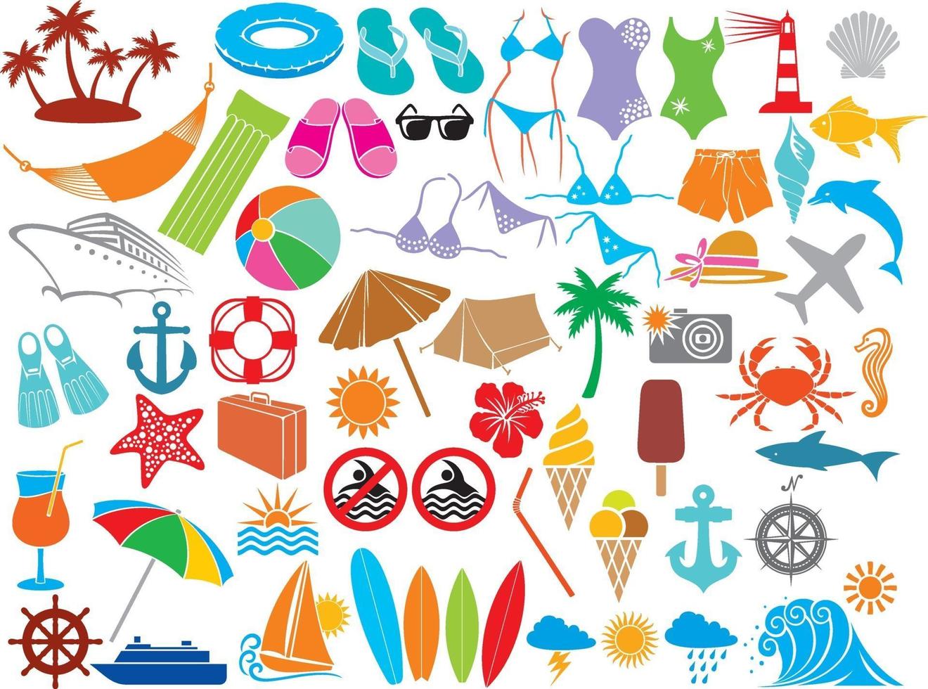 conjunto de iconos de verano o viajes vector