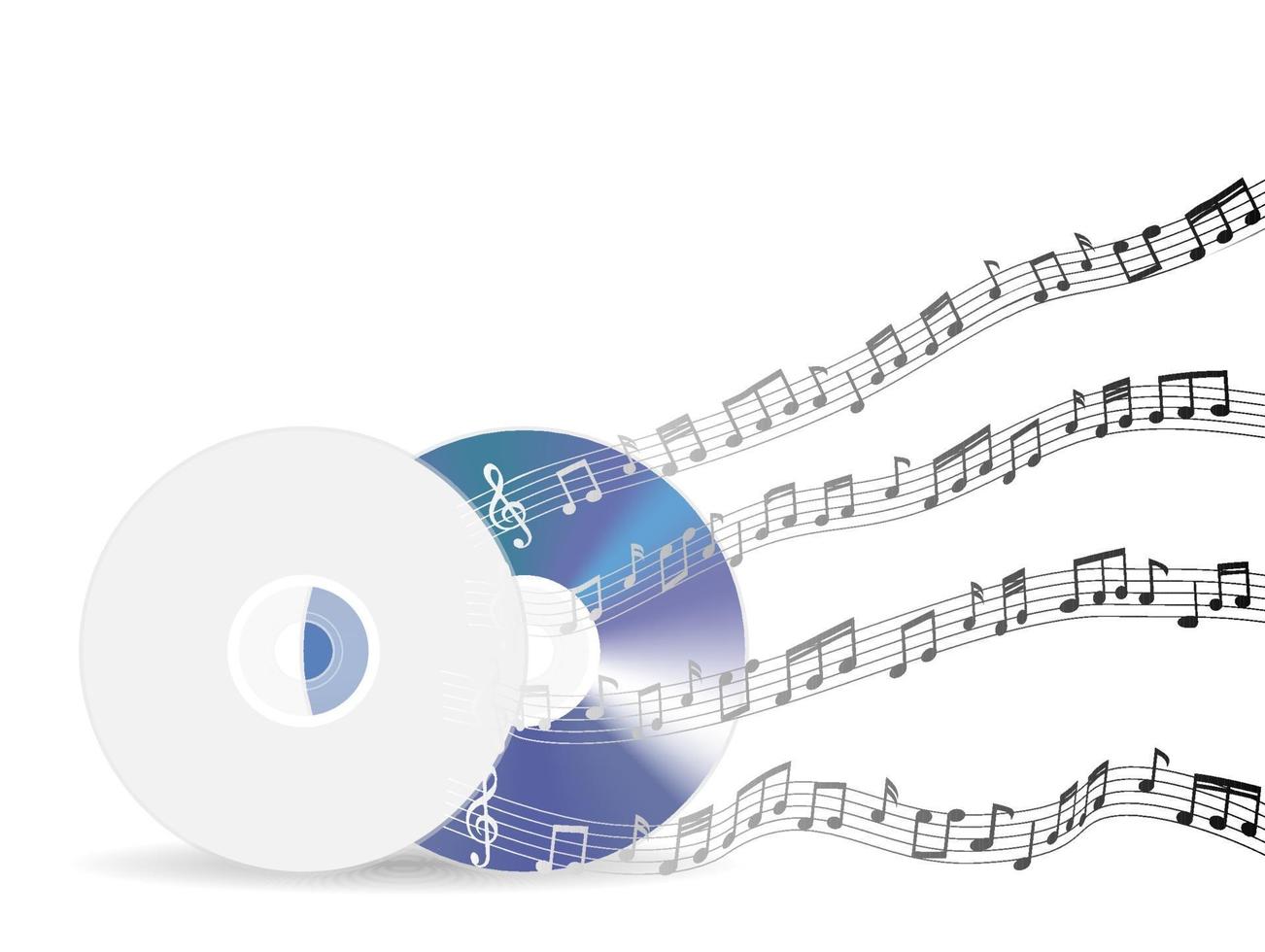 music discs with floating sample random music notes vector