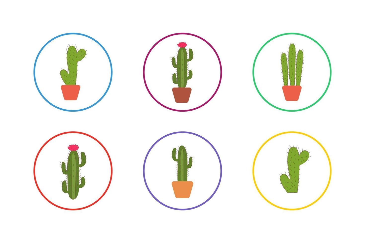 Beautiful Cactus Icon Set vector