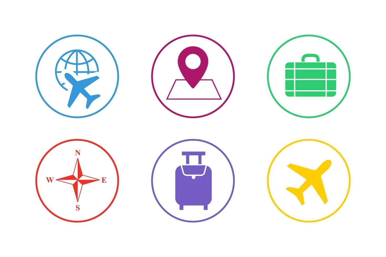 colorido conjunto de iconos de viaje vector