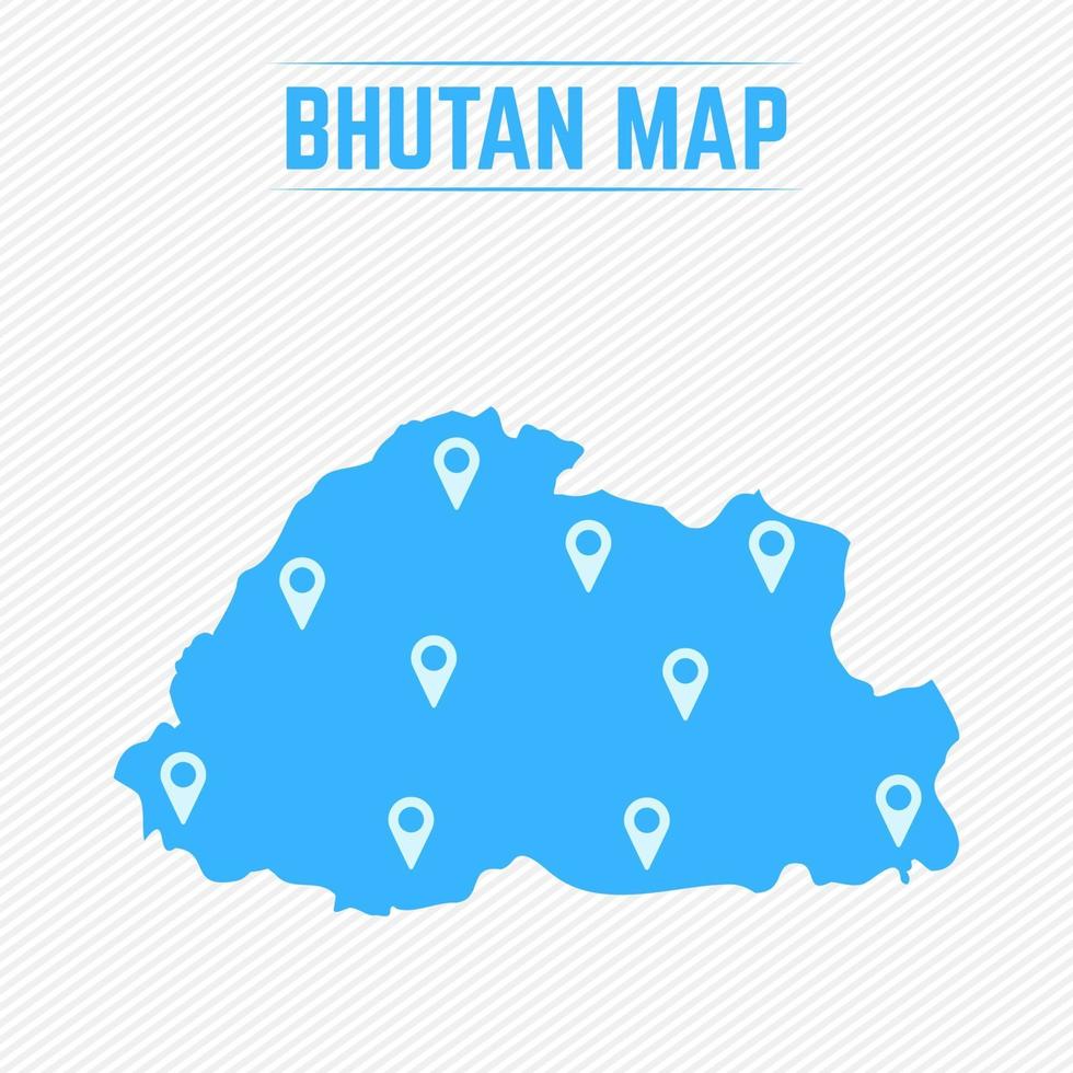 Bután mapa simple con iconos de mapa vector