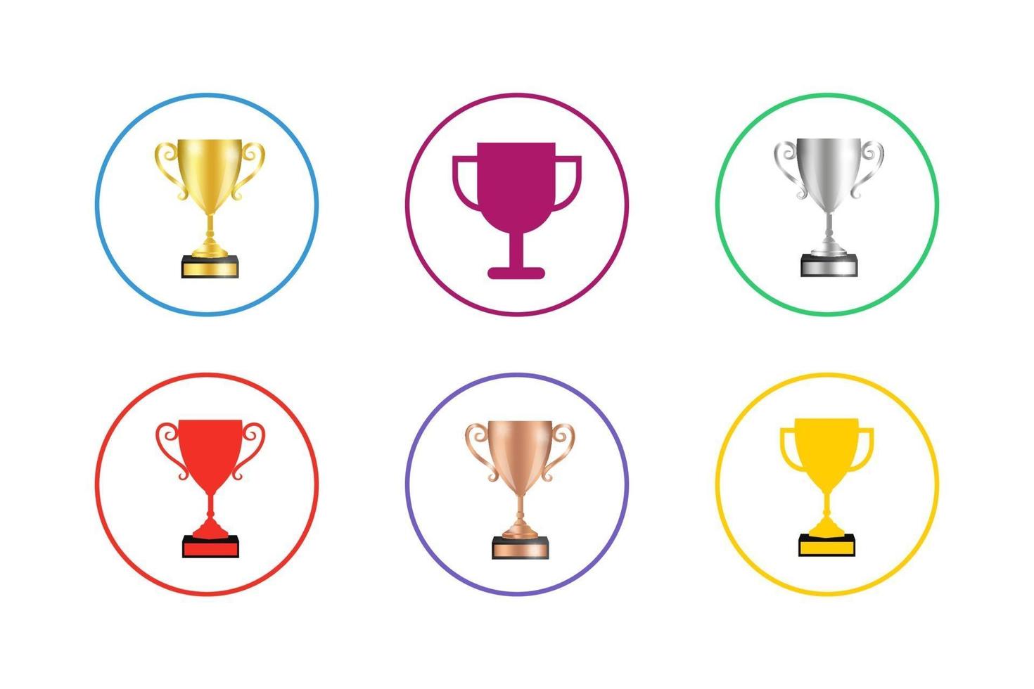 conjunto de iconos de trofeo colorido vector