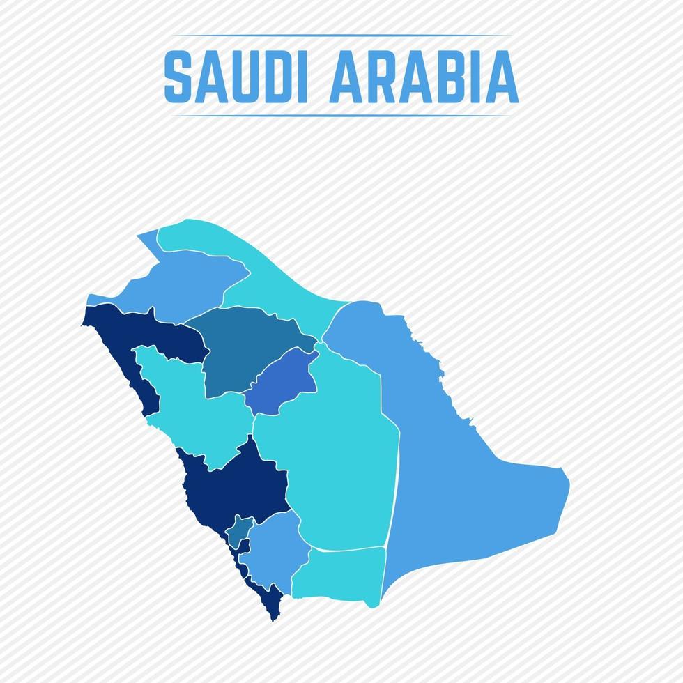 Arabia Saudita mapa detallado con regiones vector
