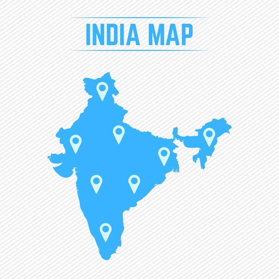 India Simple Map With Map Icons vector