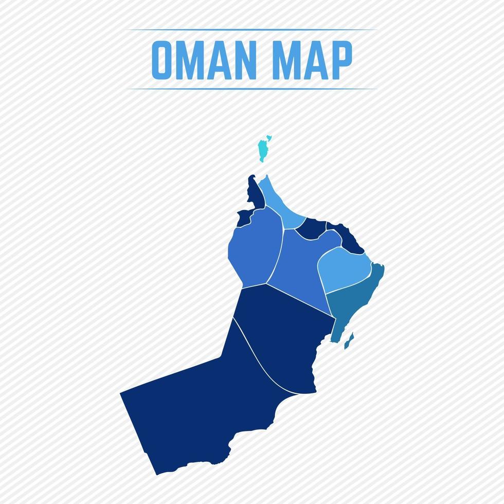 Oman Detailed Map With Regions vector