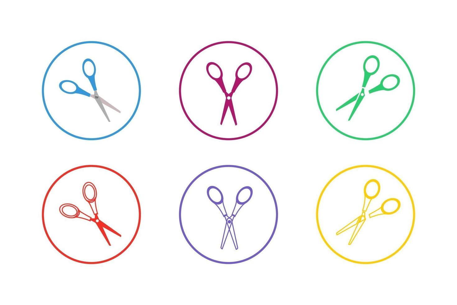Colorful Scissor Icon Set vector
