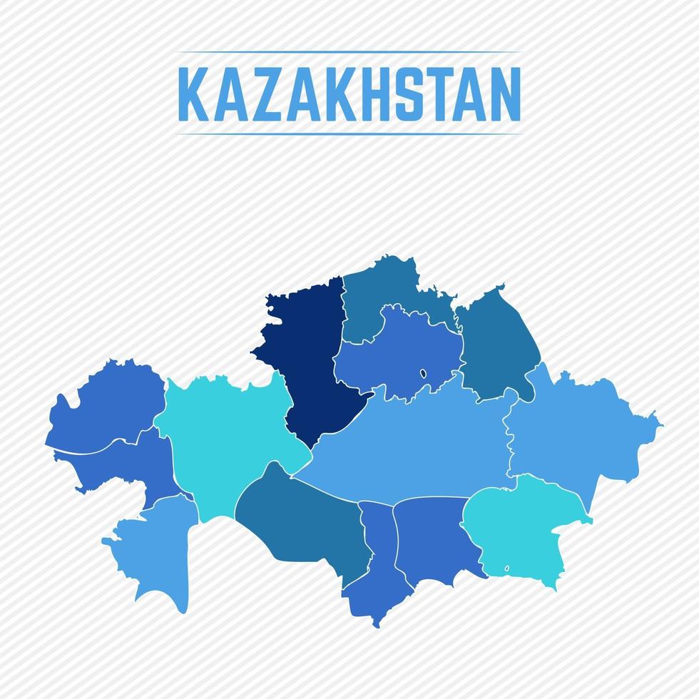 kazajstán mapa detallado con regiones vector