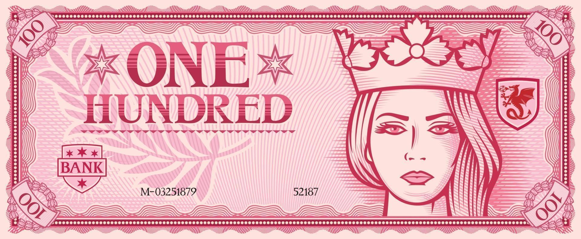 one hundred banknote QUEEN vector