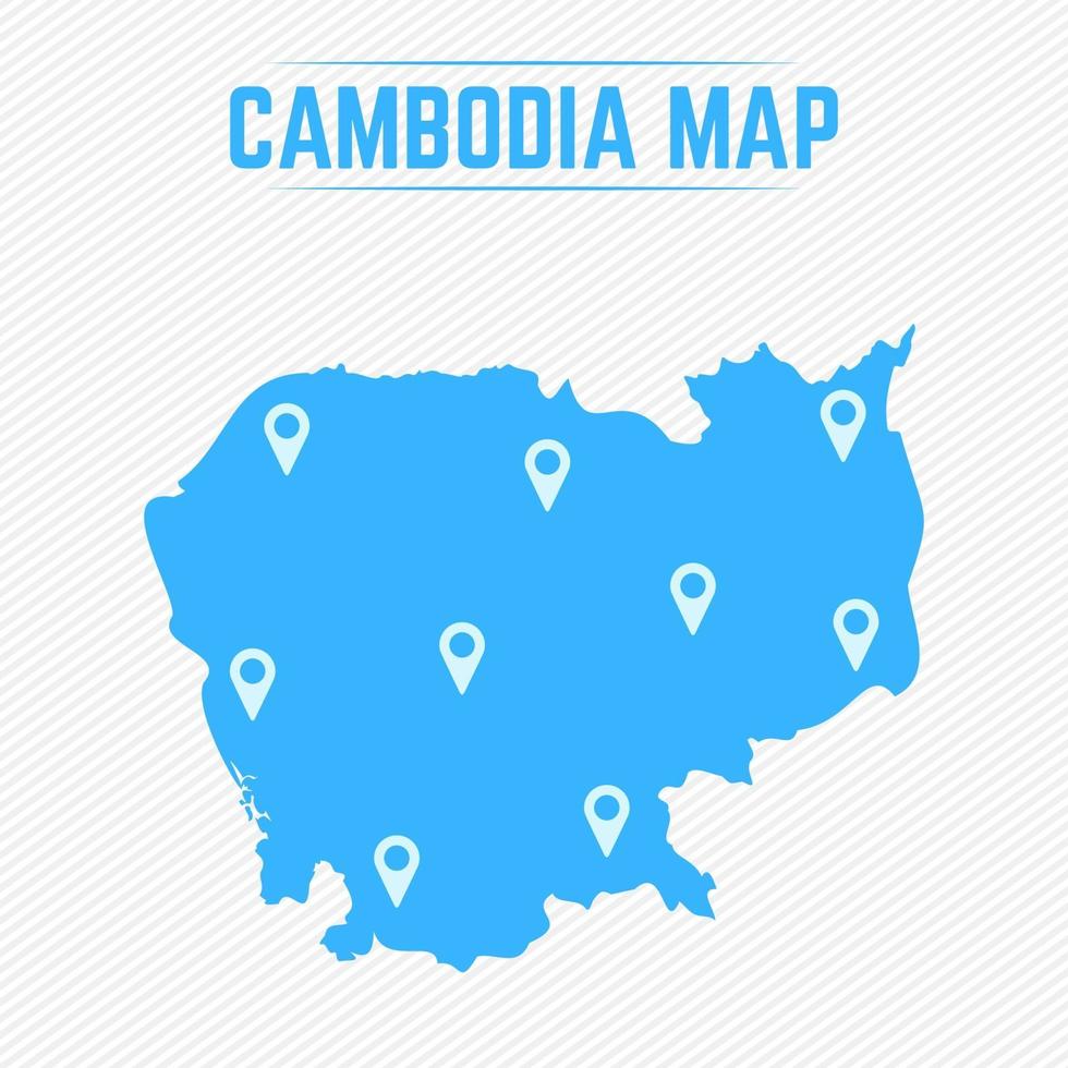 Camboya mapa simple con iconos de mapa vector