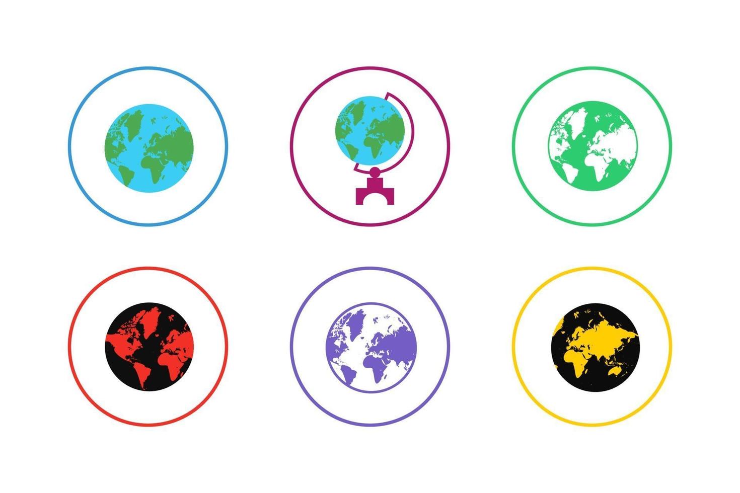 Colorful Earth Icon Set vector