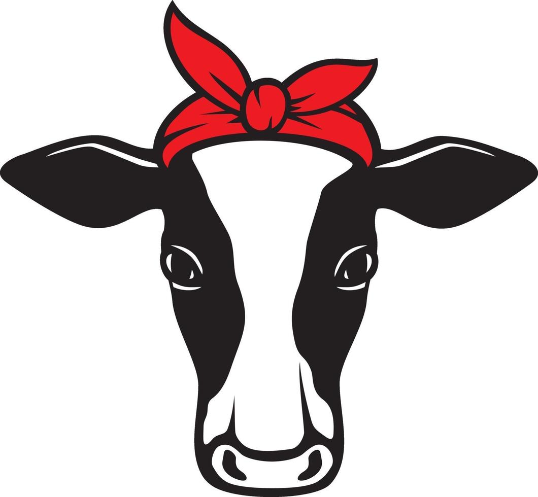 cow head with bandana vector