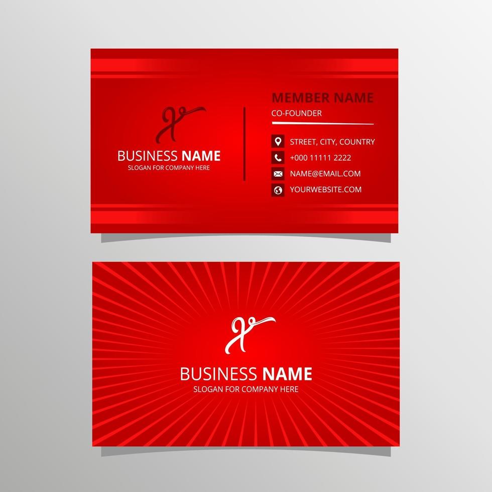 Professional Red Business Card Template With Light Rays vector