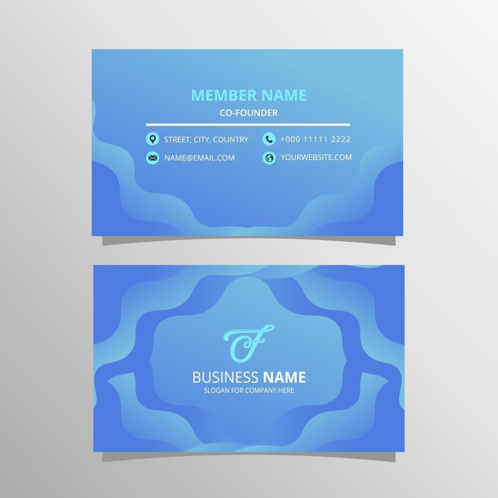 Curved Business Card Template With Blue Theme vector