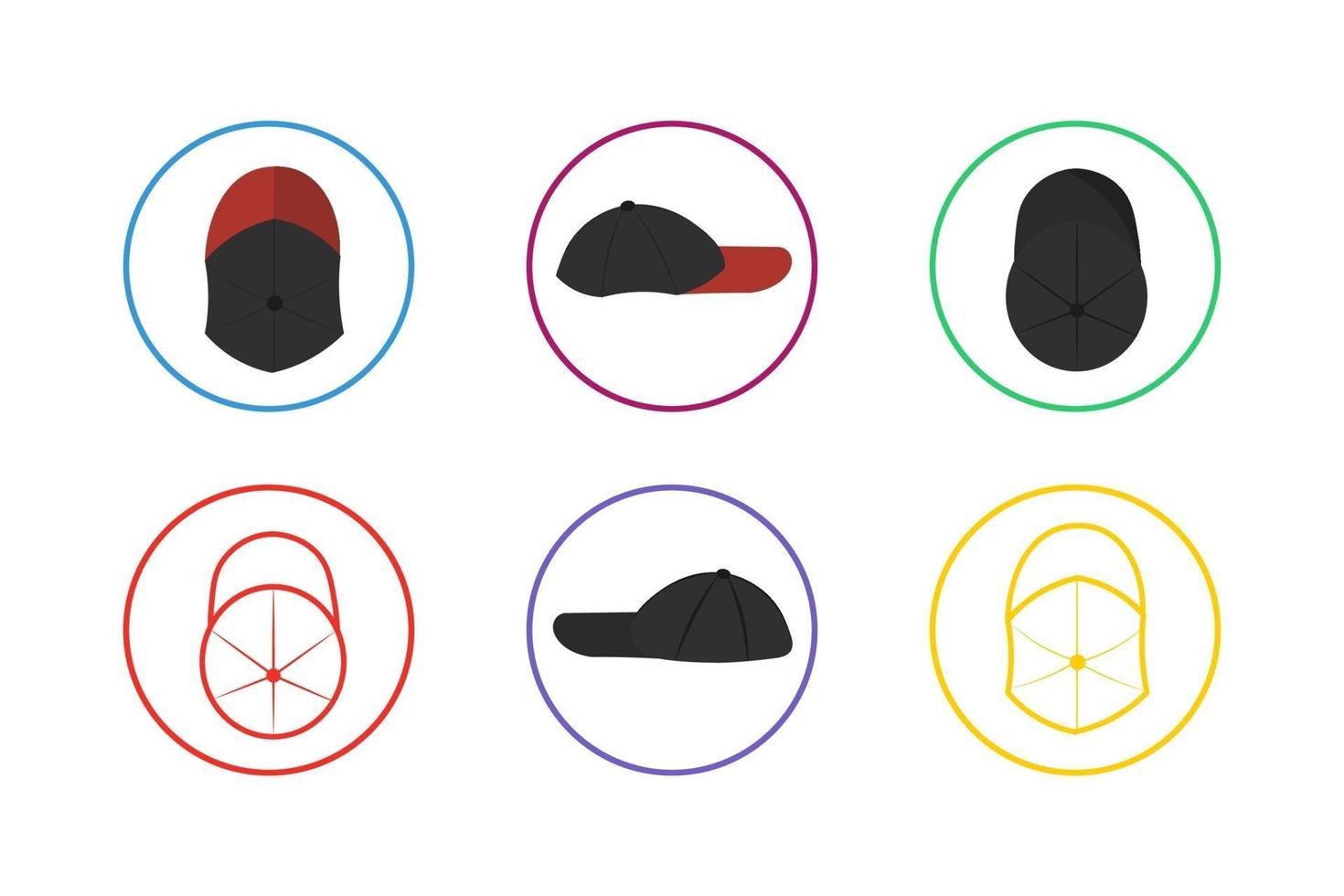 conjunto de iconos de gorras de colores vector